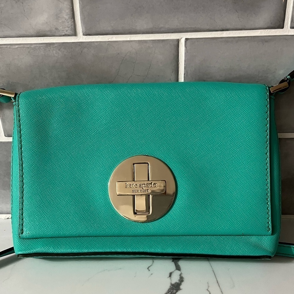Kate Spade Sally Newberry Lane Turquoise Saffiano Crossbody Bag New Preppy